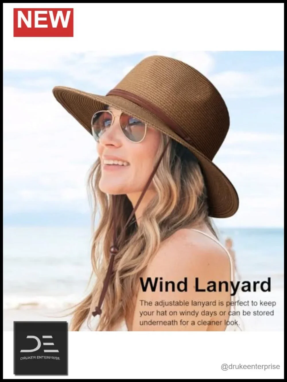 Straw Fedora Panama Hat Wide Brim Roll Up UPF 50+ Sun Hat